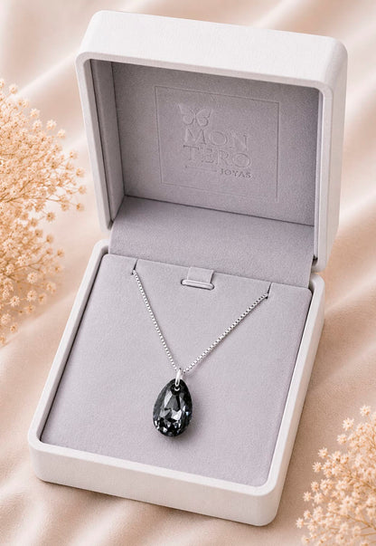 Collar Gota de Luz Plata 925 Cristal Swarovski® Silver Night