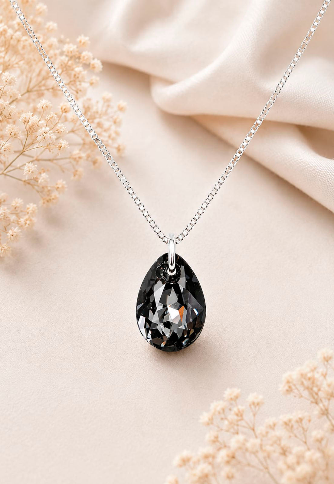 Collar Gota de Luz Plata 925 Cristal Swarovski® Silver Night