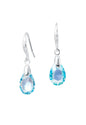 Aros Gota de Luz Plata Italiana 925 Cristal Genuino Aquamarine