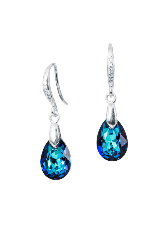 Aros Gota de Luz Plata 925 Cristal Swarovski® Bermuda Blue