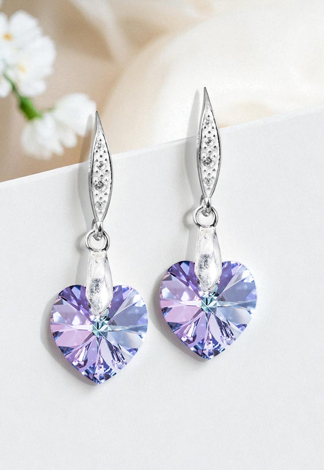 Aros Gran Romance Plata 925 Cristal Genuino Vitral light