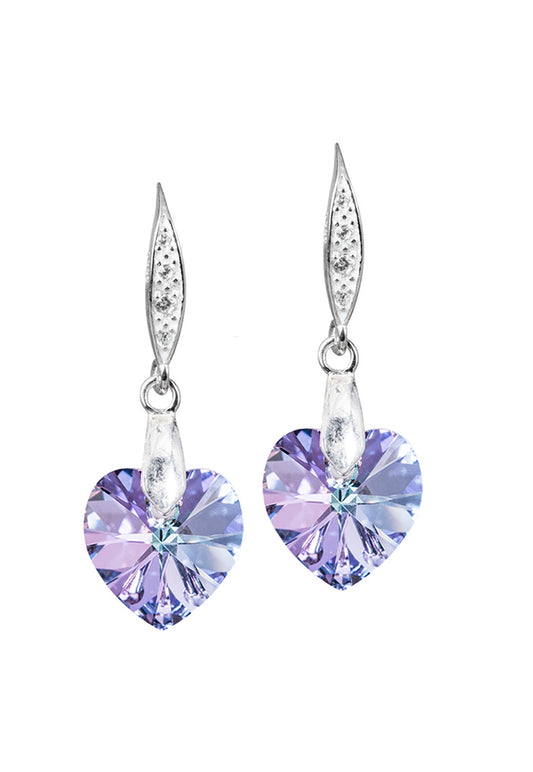 Aros Gran Romance Plata 925 Cristal Genuino Vitral light