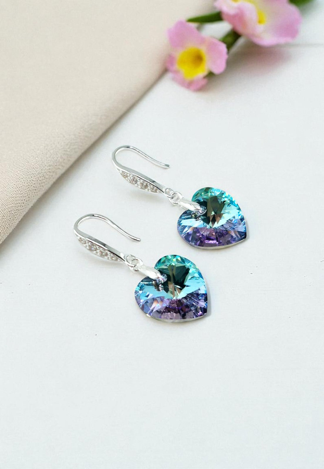 Aros Gran Romance Plata 925 Cristal Genuino Vitral light