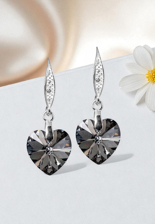 Aros Gran Romance Plata 925 Cristal Genuino Silver Night