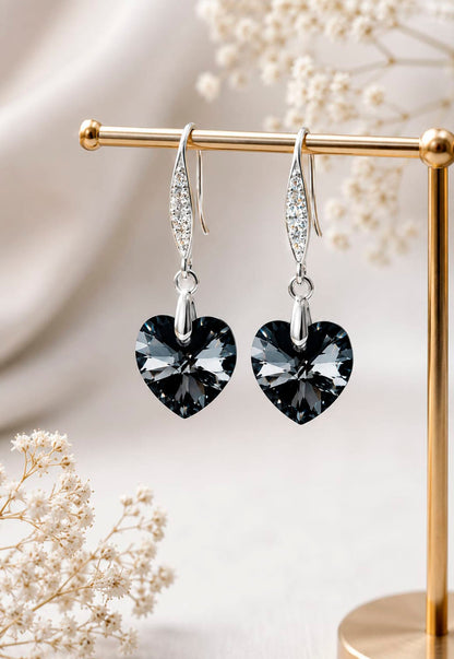 Aros Gran Romance Plata 925 Cristal Swarovski® Silver Night