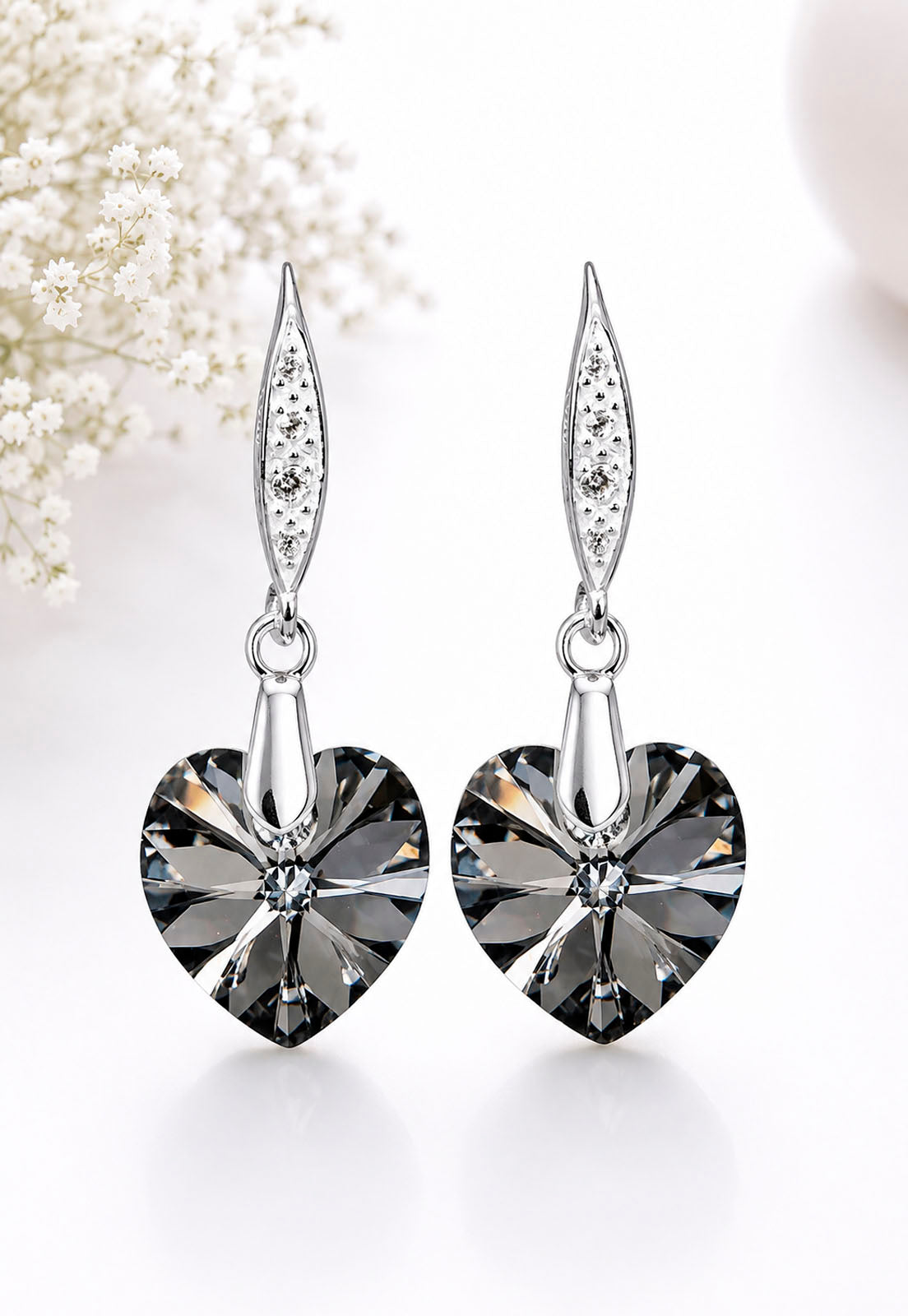 Aros Gran Romance Plata 925 Cristal Swarovski® Silver Night