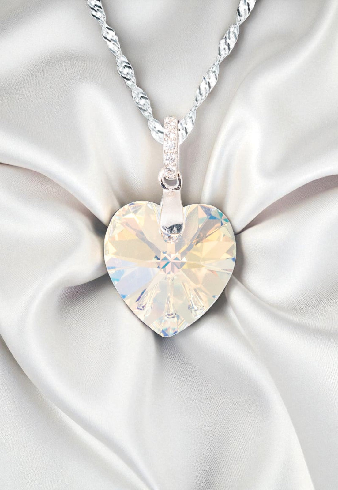 Collar Gran Romance Plata 925 Cristal Aurora Boreal