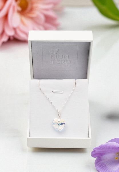 Collar Gran Romance Plata 925 Cristal Aurora Boreal