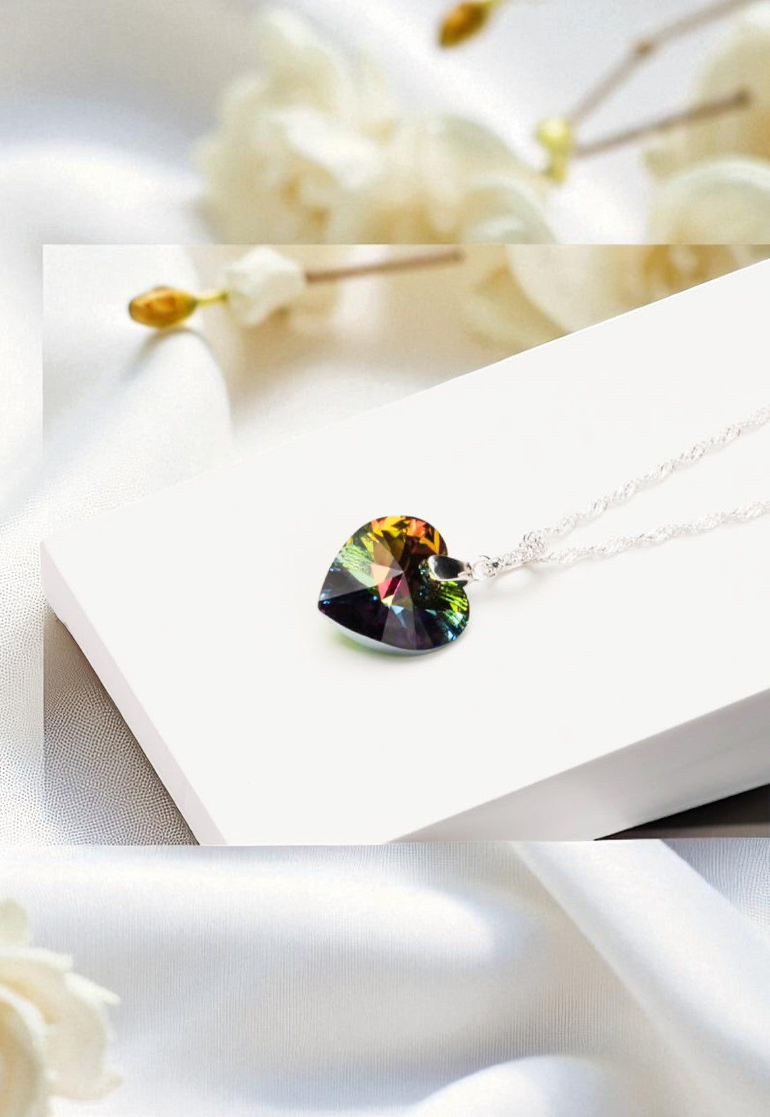 Collar Gran Romance Plata 925 Cristal Vitral Medium