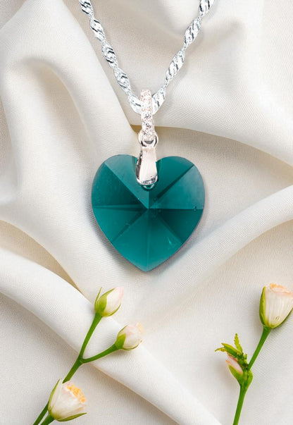 Collar Gran Romance Plata 925 Cristal Genuino Emerald