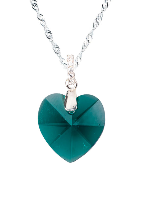Collar Gran Romance Plata 925 Cristal Genuino Emerald
