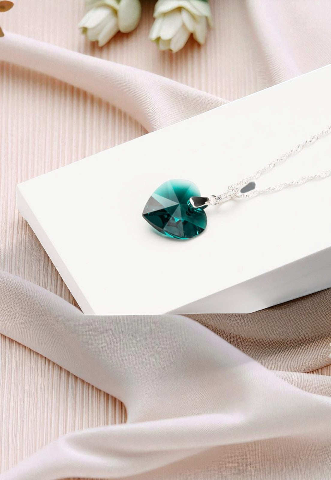 Collar Gran Romance Plata 925 Cristal Genuino Emerald