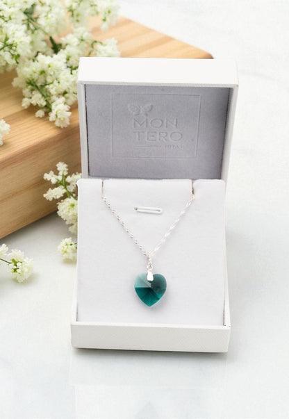 Collar Gran Romance Plata 925 Cristal Genuino Emerald