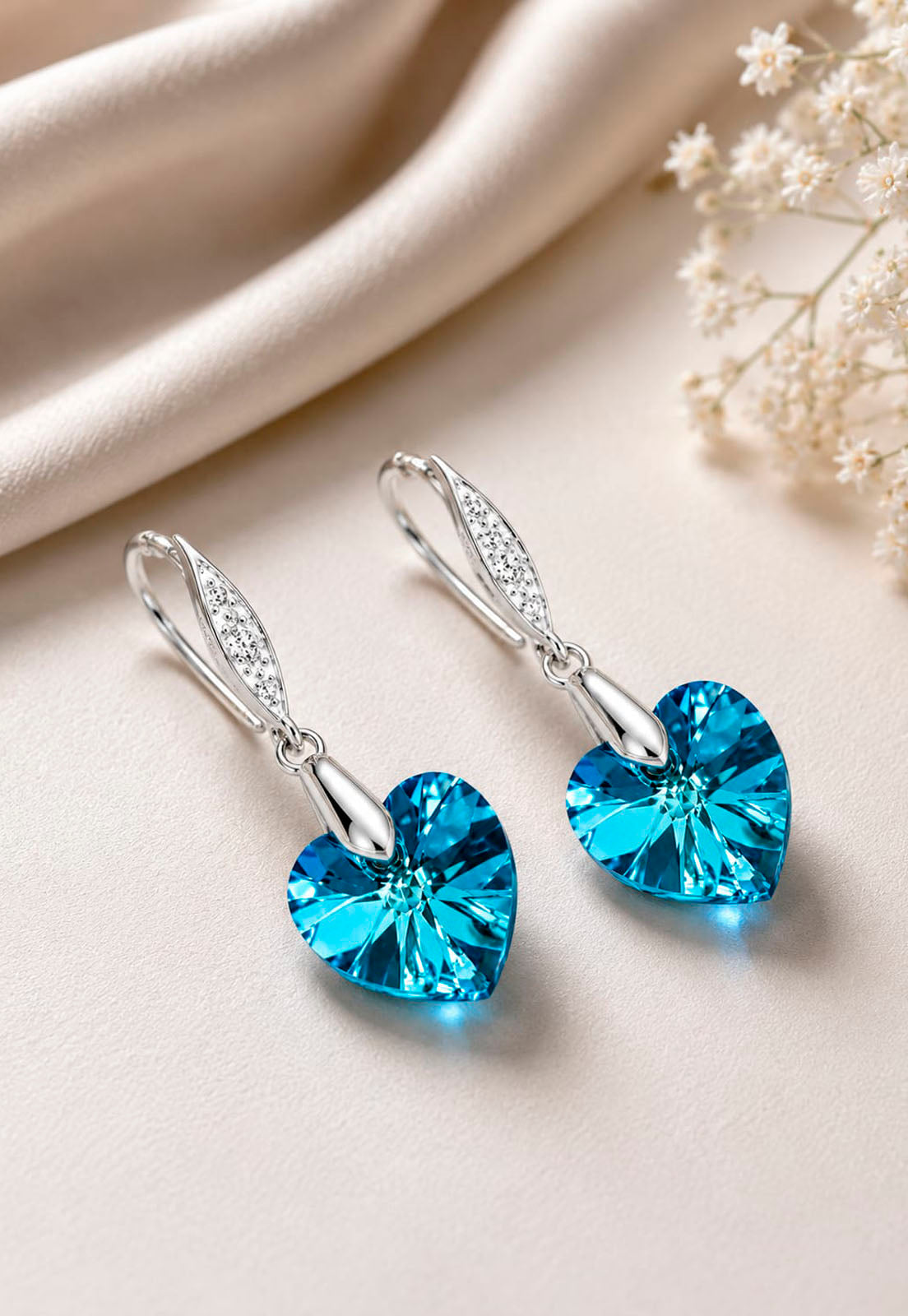 Aros Gran Romance Plata 925 Cristal Swarovski® Bermuda Blue