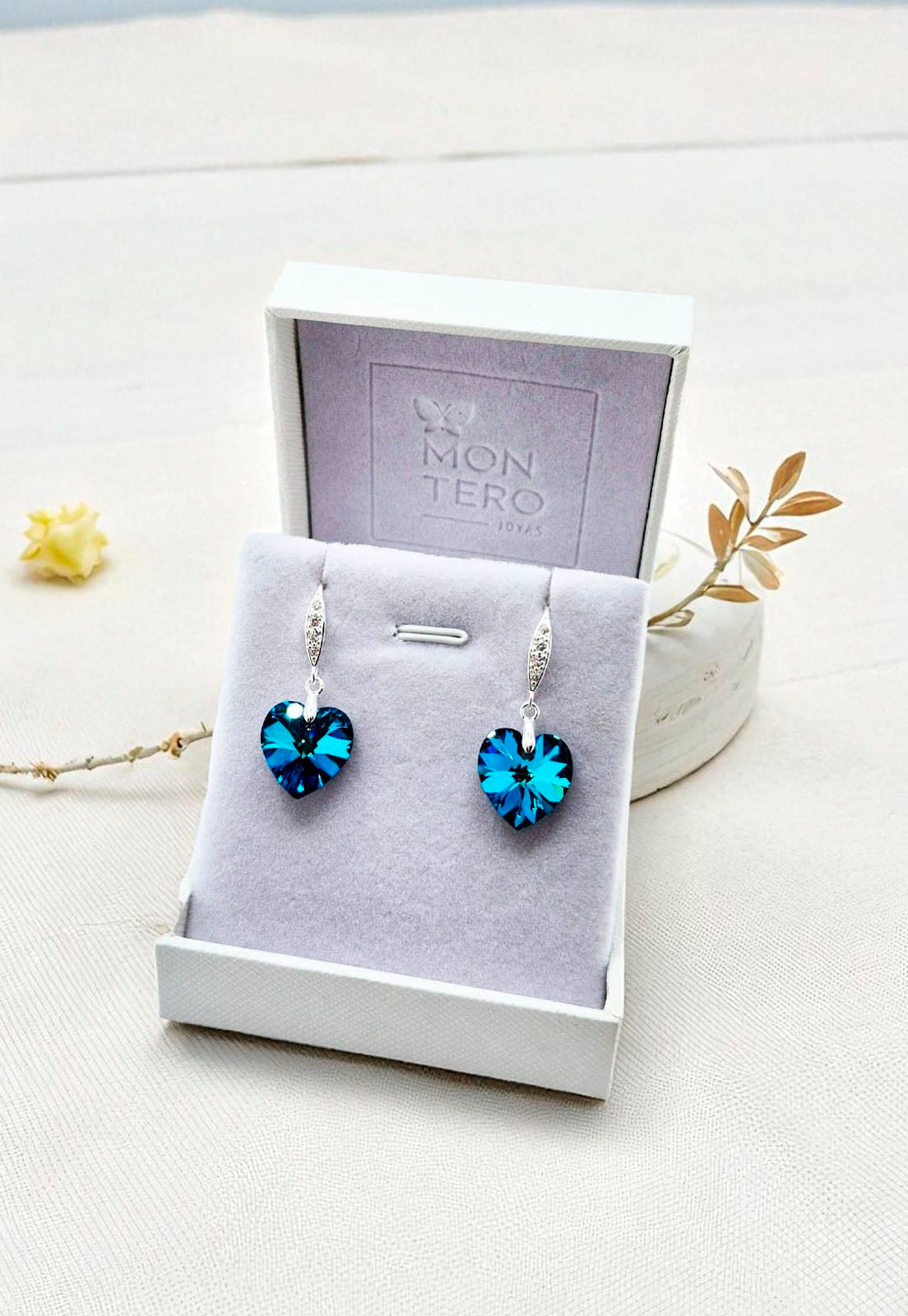 Aros Gran Romance Plata 925 Cristal Swarovski® Bermuda Blue