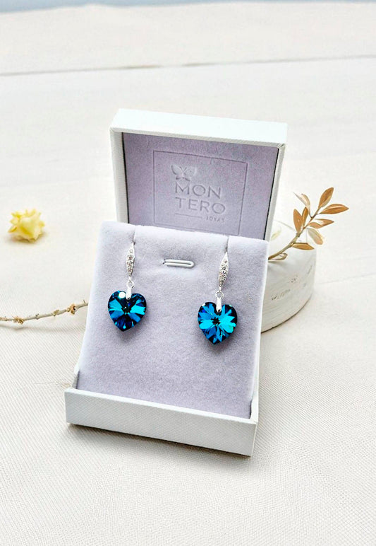 Aros Gran Romance Plata 925 Cristal Swarovski® Bermuda Blue