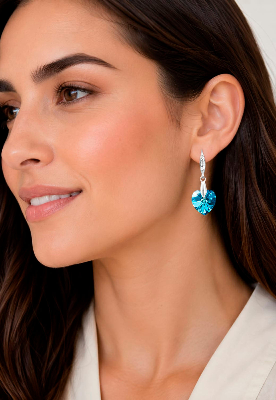 Aros Gran Romance Plata 925 Cristal Swarovski® Bermuda Blue