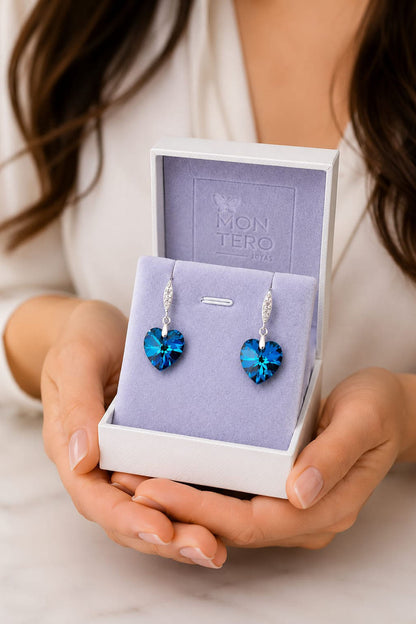 Aros Gran Romance Plata 925 Cristal Swarovski® Bermuda Blue