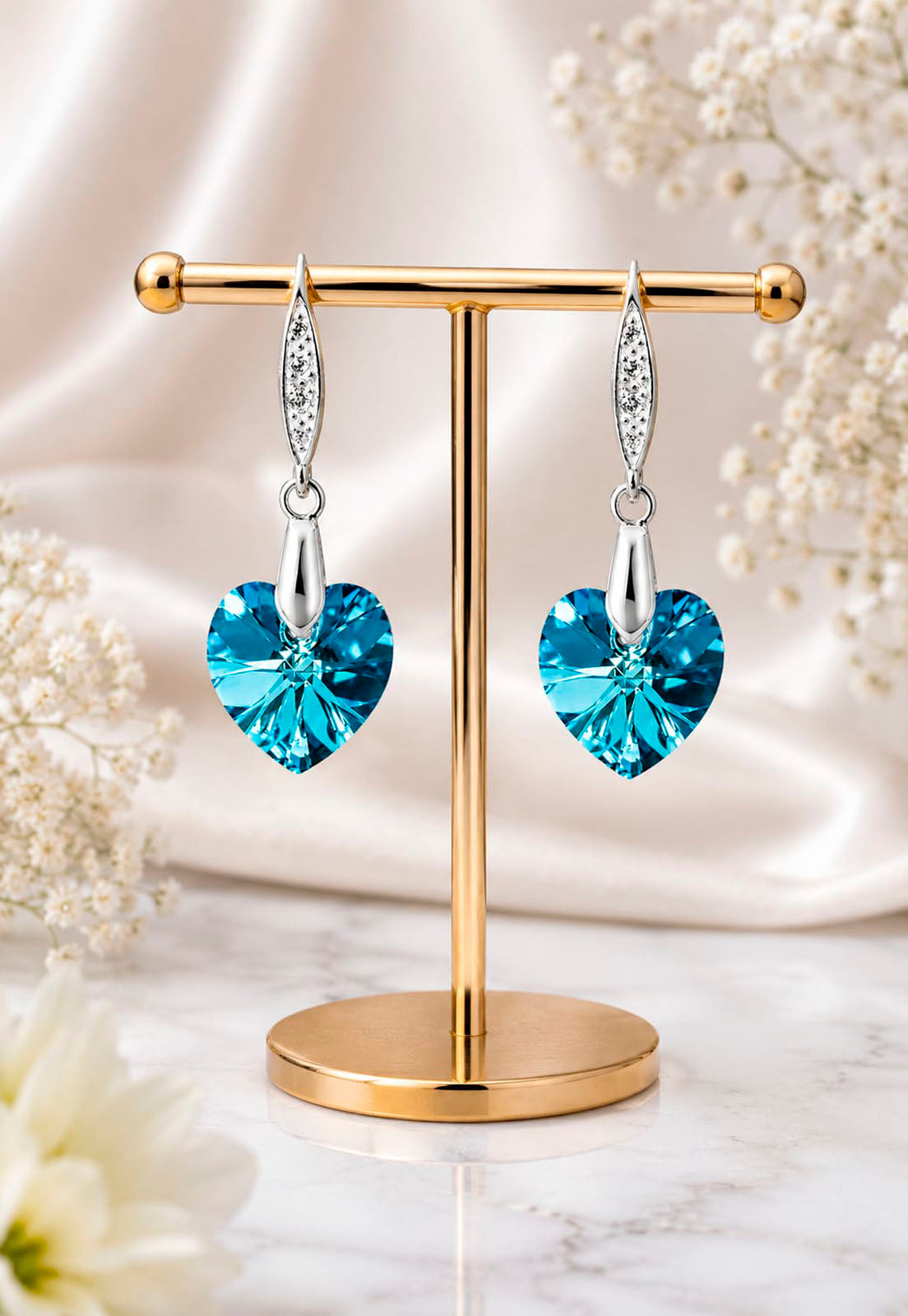 Aros Gran Romance Plata 925 Cristal Swarovski® Bermuda Blue