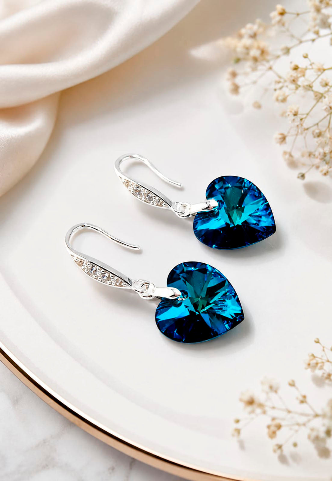 Aros Gran Romance Plata 925 Cristal Swarovski® Bermuda Blue