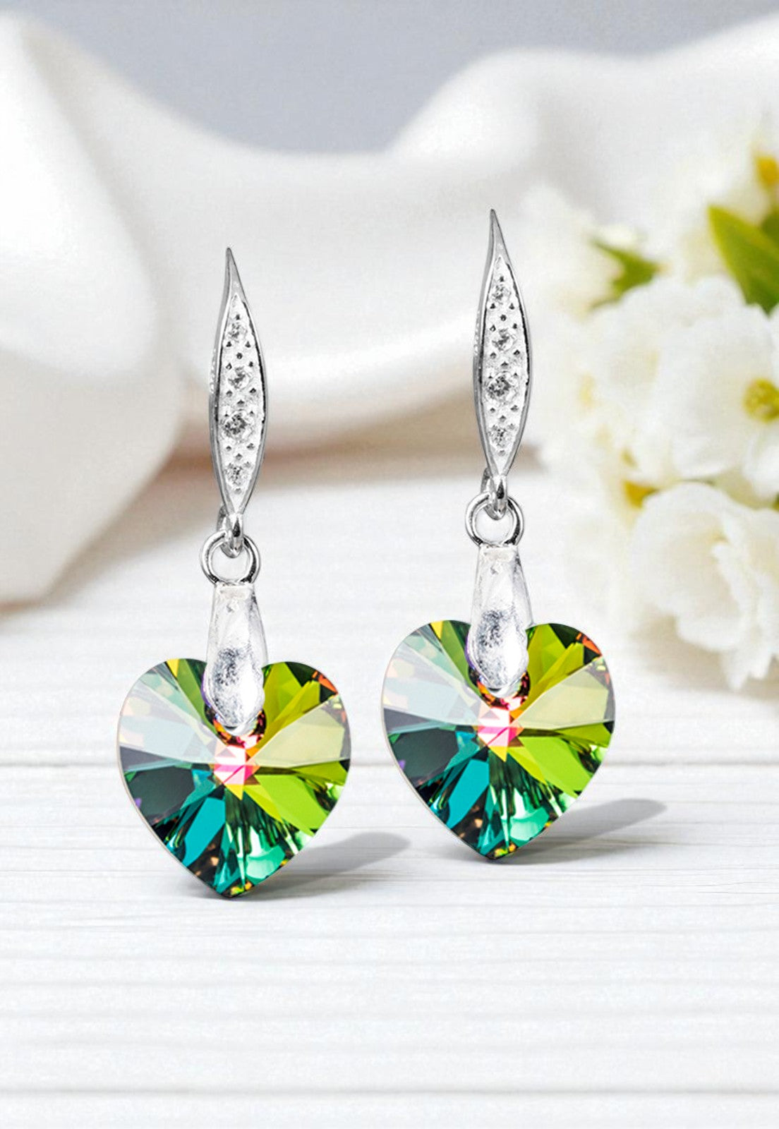 Aros Gran Romance Plata 925 Cristal Genuino Vitral Medium