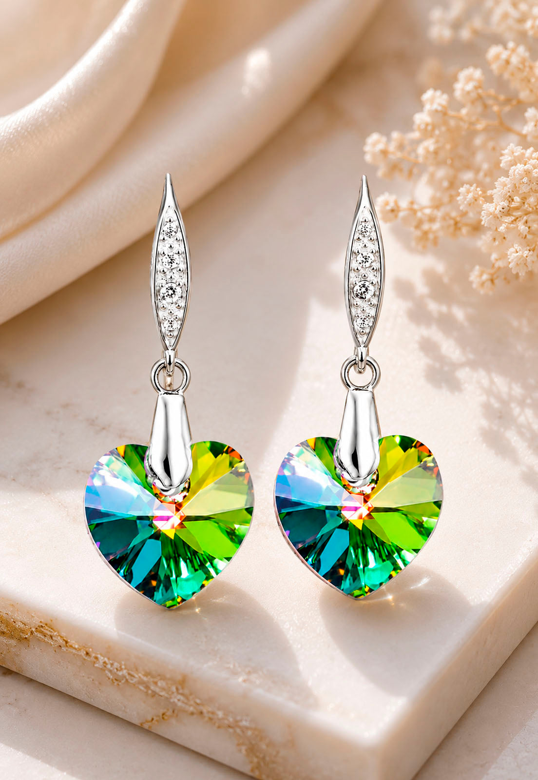 Aros Gran Romance Plata 925 Cristal Swarovski® Vitral Medium