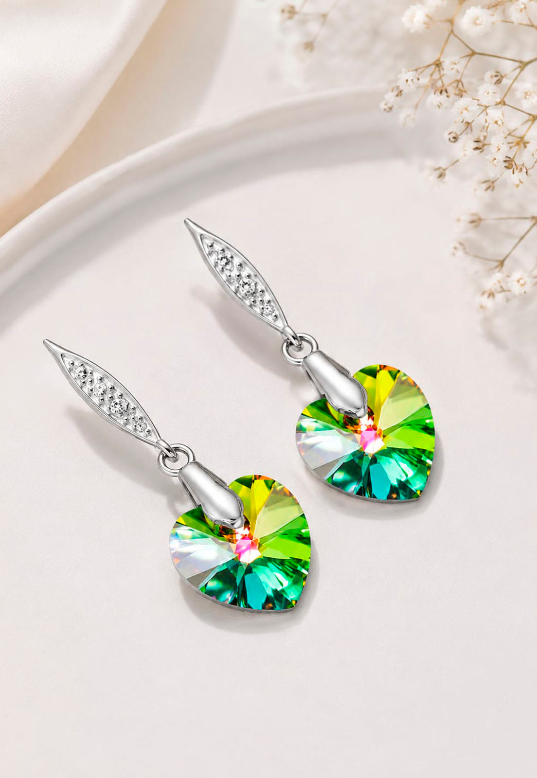 Aros Gran Romance Plata 925 Cristal Swarovski® Vitral Medium