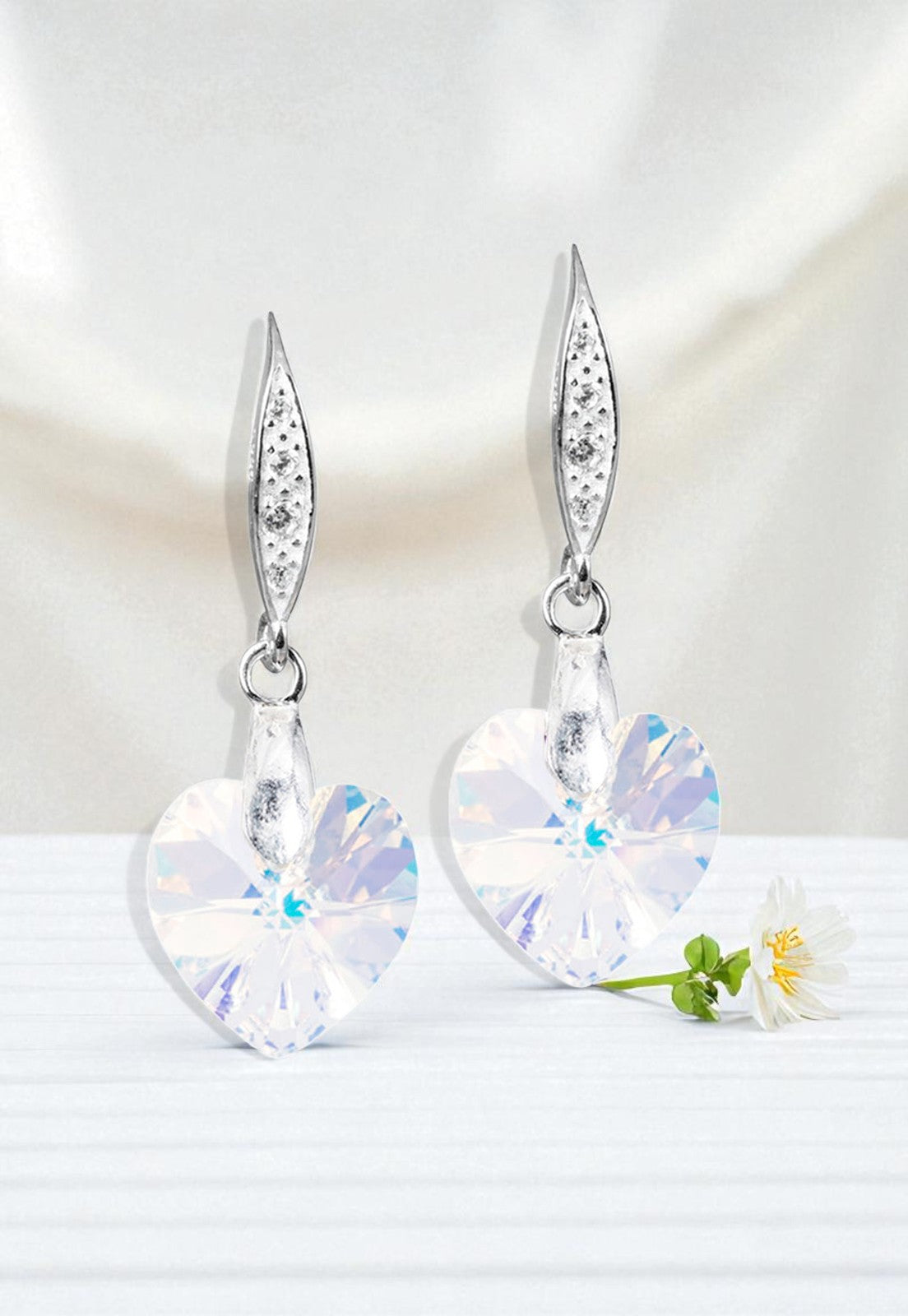 Aros Gran Romance Plata 925 Cristal Genuino Aurora Boreal