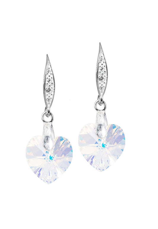 Aros Gran Romance Plata 925 Cristal Genuino Aurora Boreal