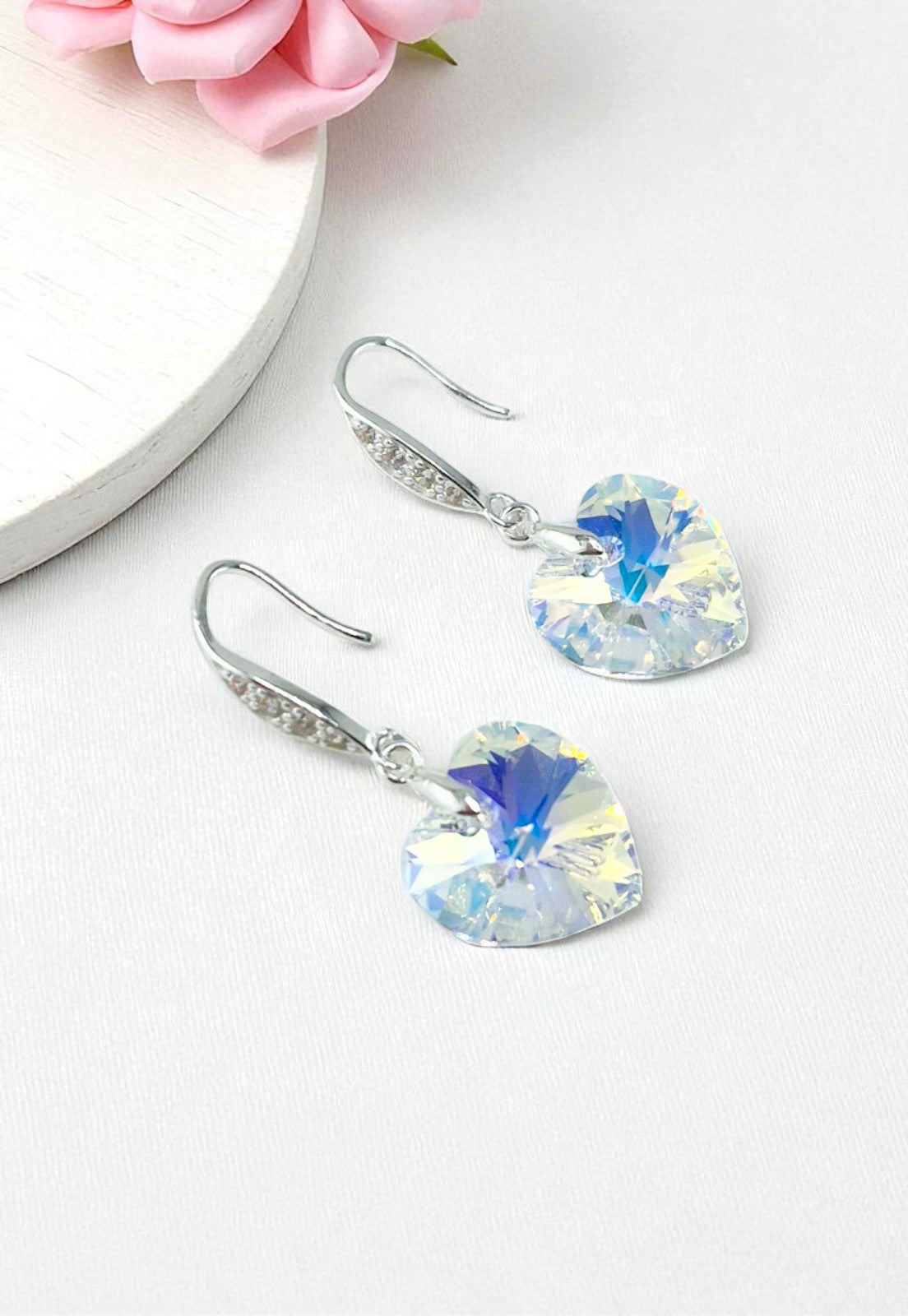 Aros Gran Romance Plata 925 Cristal Genuino Aurora Boreal