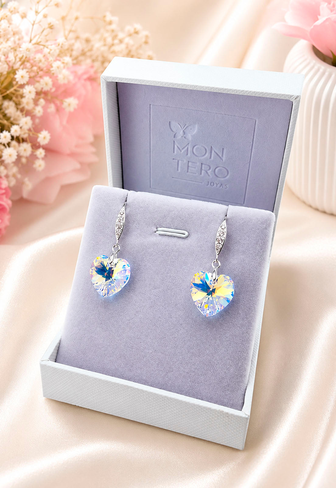 Aros Gran Romance Plata 925 Cristal Cristal Swarovski® Aurora Boreal