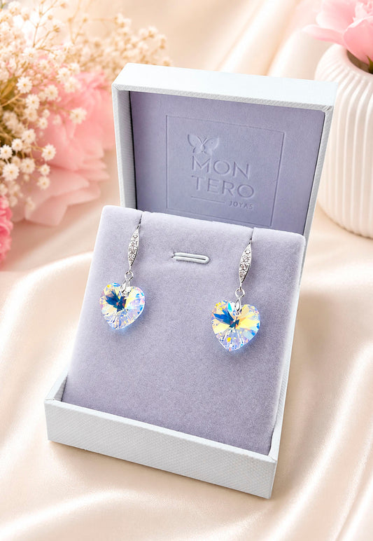 Aros Gran Romance Plata 925 Cristal Cristal Swarovski® Aurora Boreal
