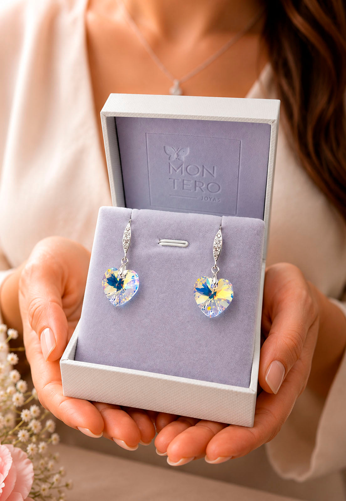 Aros Gran Romance Plata 925 Cristal Cristal Swarovski® Aurora Boreal