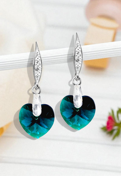 Aros Gran Romance Plata 925 Cristal Genuino Emerald