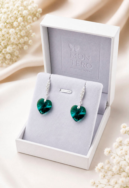 Aros Gran Romance Plata 925 Cristal Swarovski® Emerald