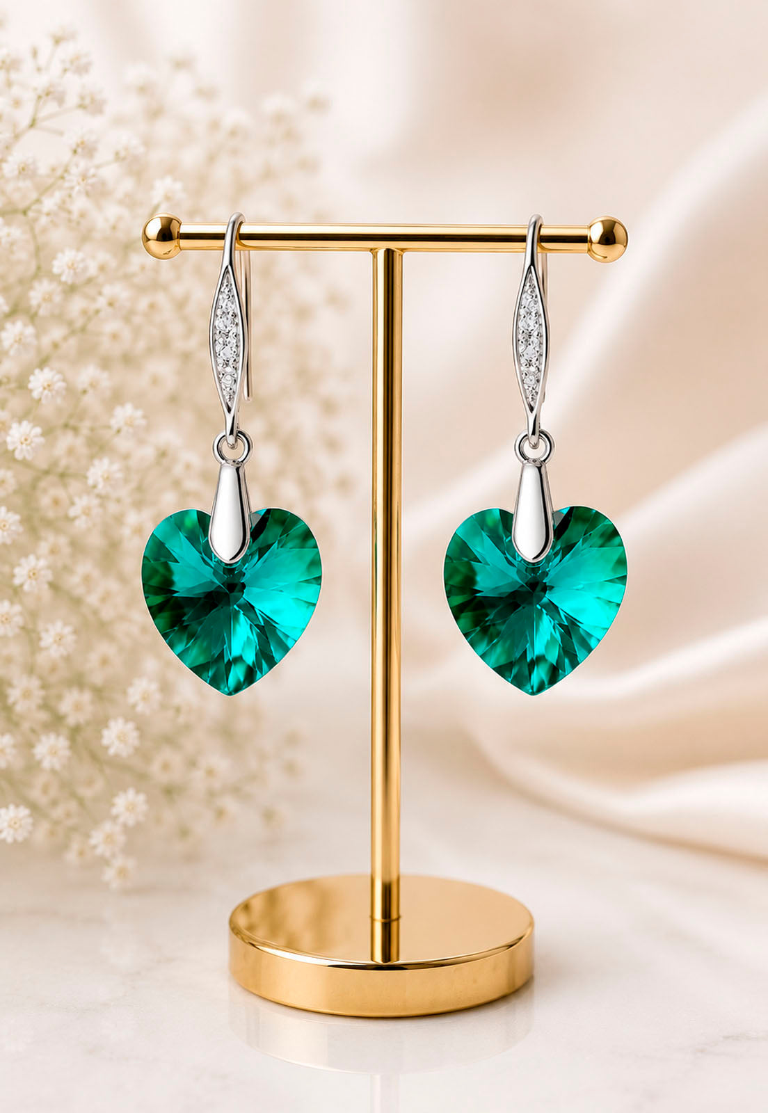 Aros Gran Romance Plata 925 Cristal Swarovski® Emerald