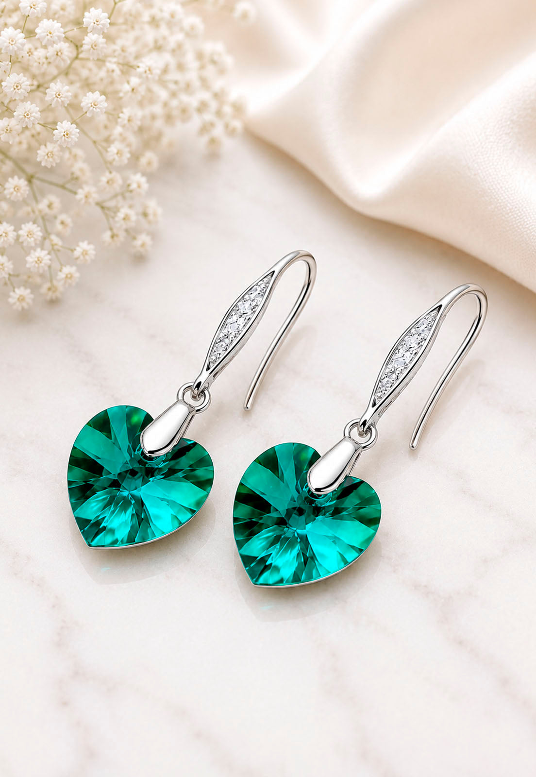Aros Gran Romance Plata 925 Cristal Swarovski® Emerald