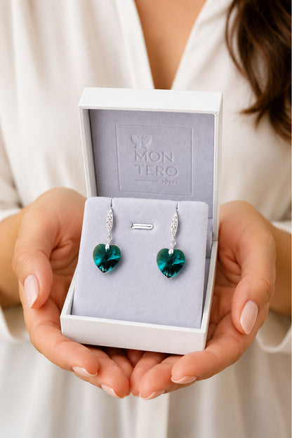 Aros Gran Romance Plata 925 Cristal Swarovski® Emerald