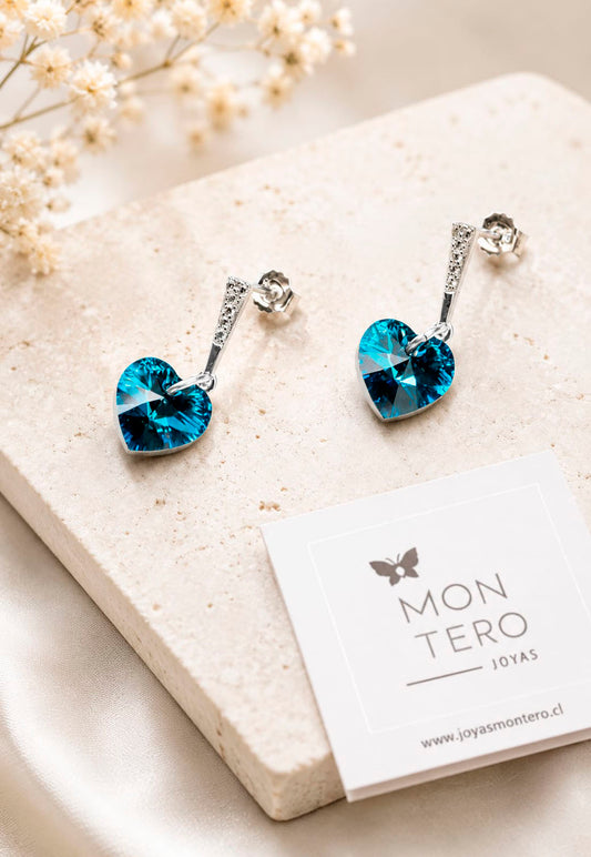 Aros Romance Plata 925 Cristal Swarovski® Bermuda Blue