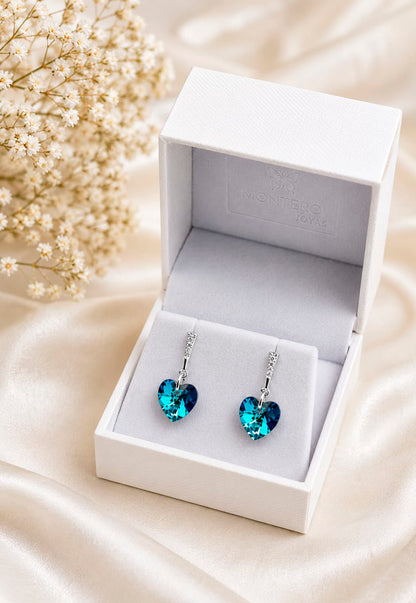 Aros Romance Plata 925 Cristal Swarovski® Bermuda Blue