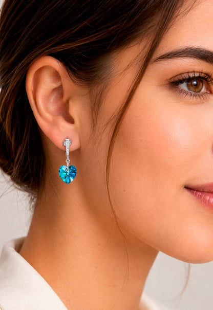 Aros Romance Plata 925 Cristal Swarovski® Bermuda Blue