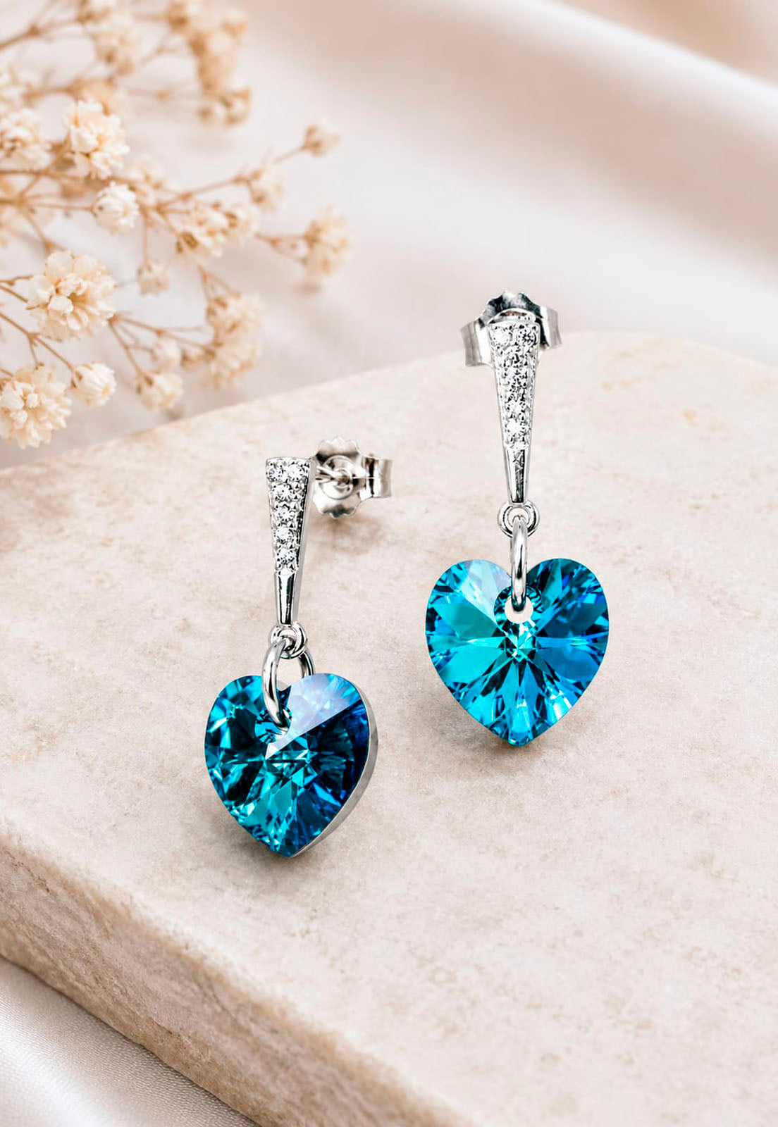 Aros Romance Plata 925 Cristal Swarovski® Bermuda Blue