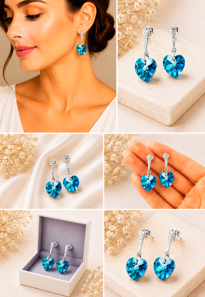 Aros Romance Plata 925 Cristal Swarovski® Bermuda Blue