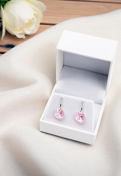 Aros Romance Plata Italiana 925 Cristal Genuino Light Rose