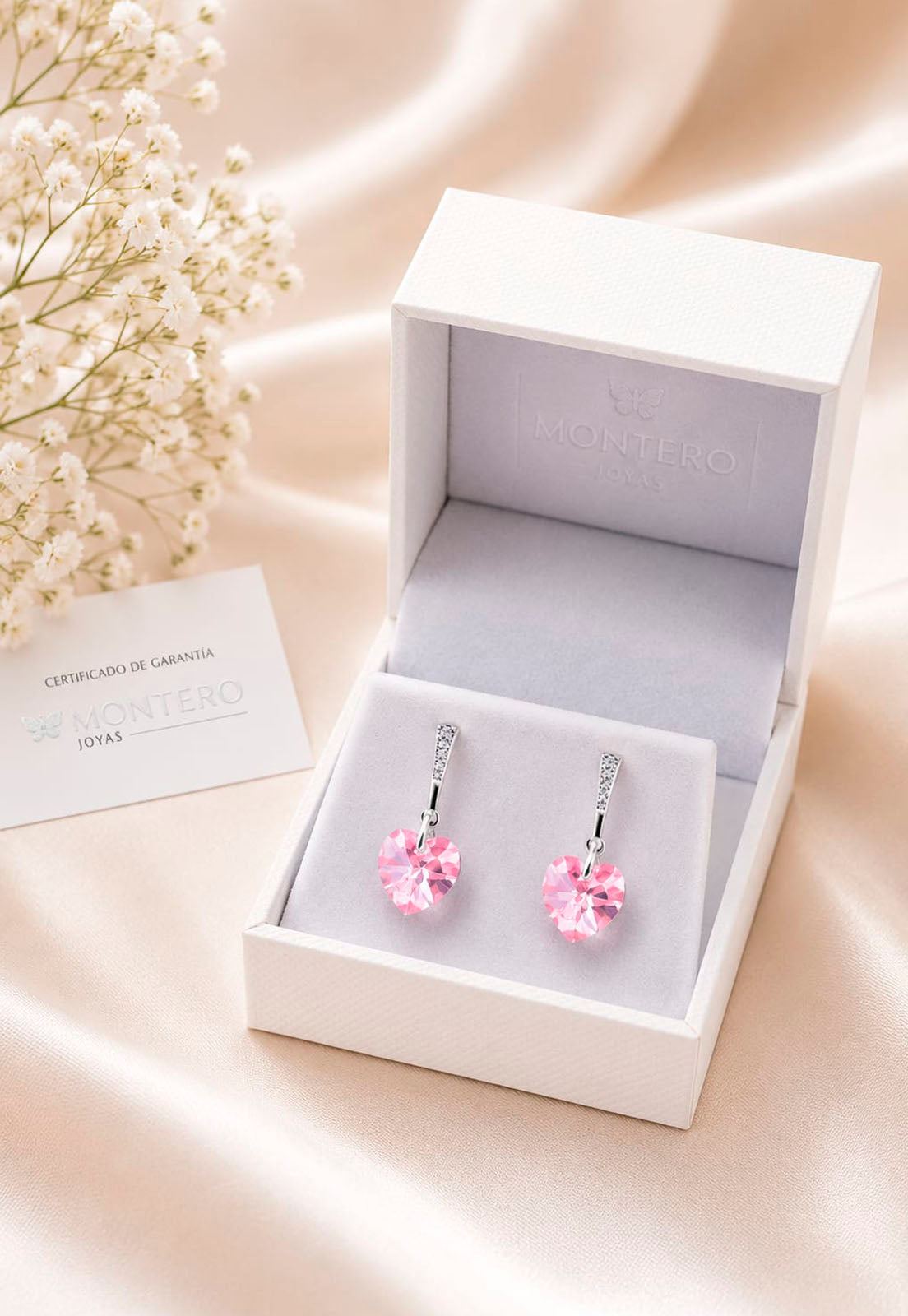 Aros Romance Plata 925 Cristal Swarovski® Light Rose