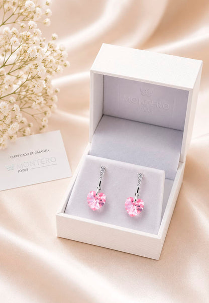 Aros Romance Plata 925 Cristal Swarovski® Light Rose