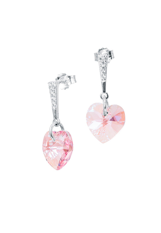 Aros Romance Plata Italiana 925 Cristal Genuino Light Rose