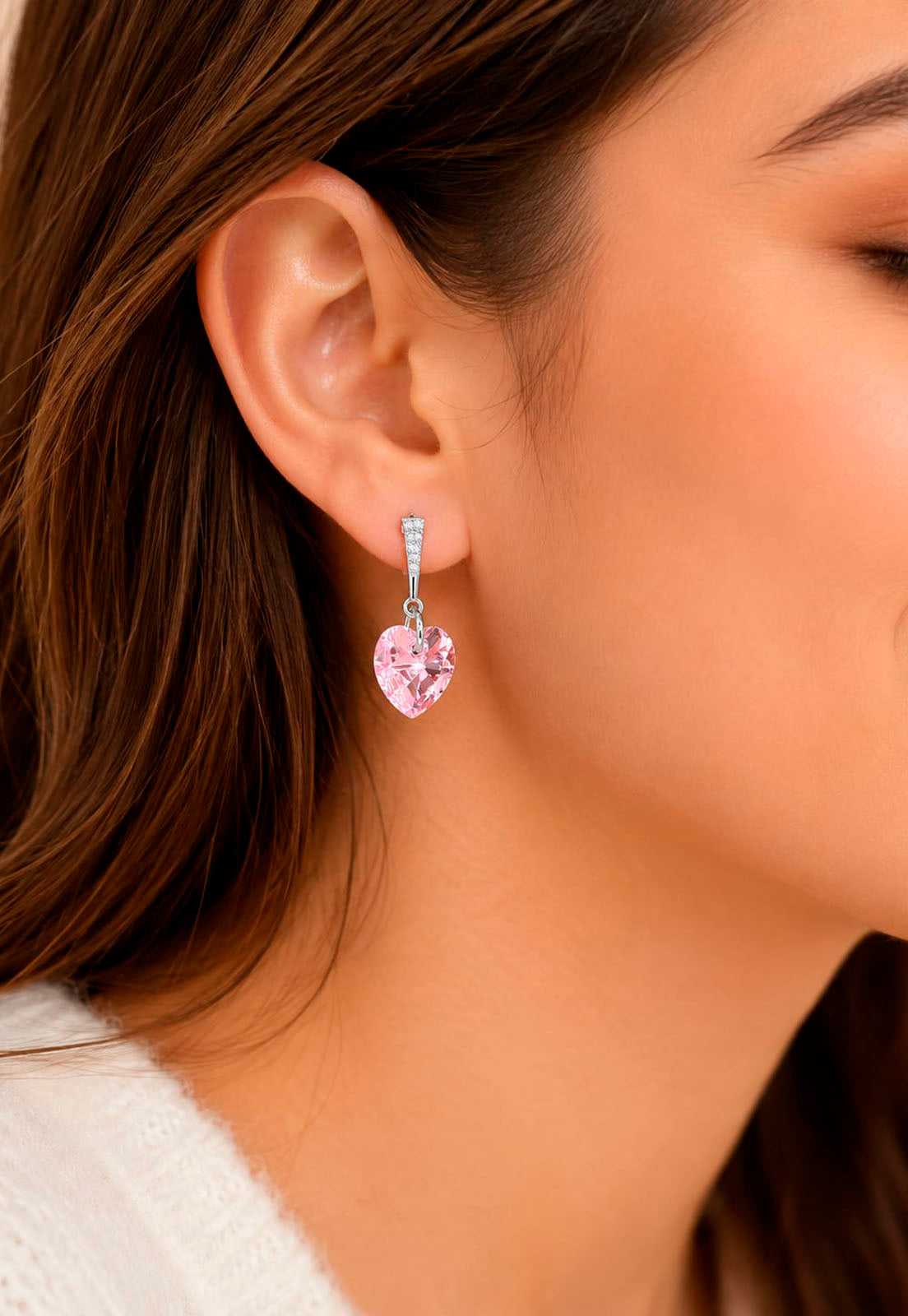 Aros Romance Plata 925 Cristal Swarovski® Light Rose