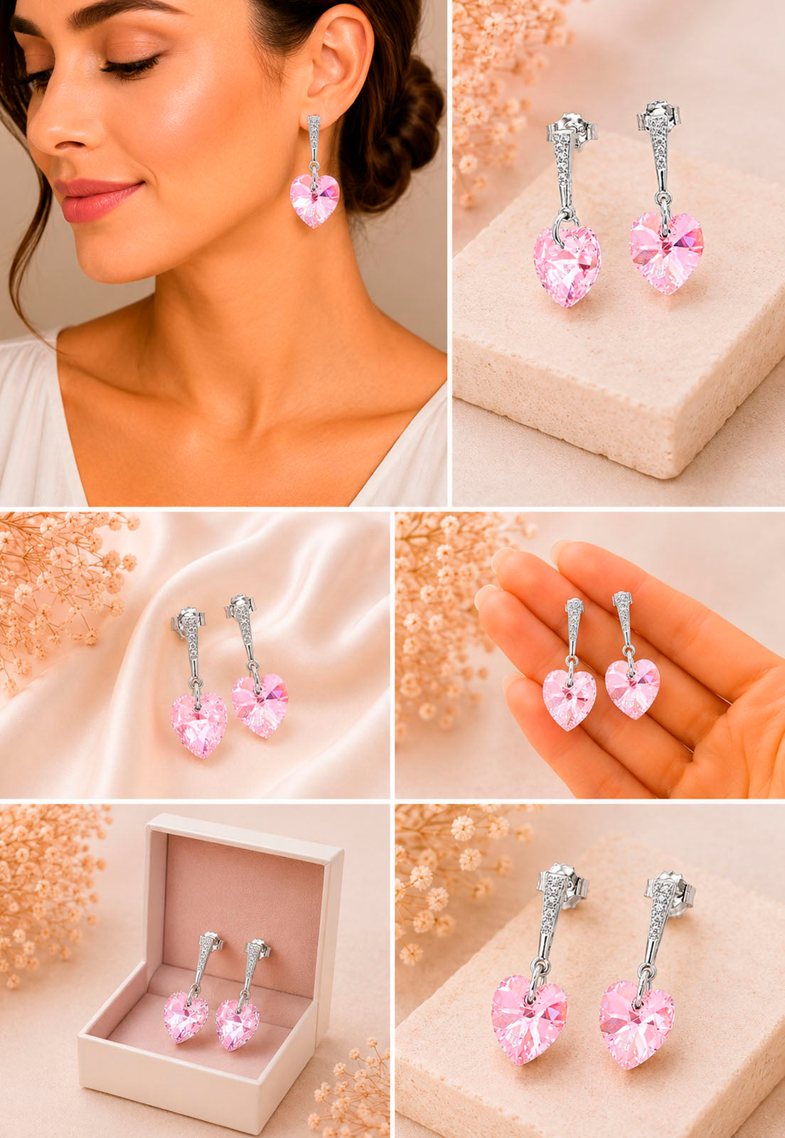 Aros Romance Plata 925 Cristal Swarovski® Light Rose