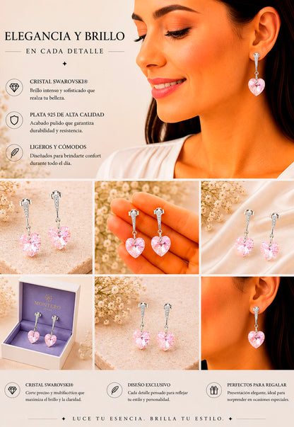 Aros Romance Plata 925 Cristal Swarovski® Light Rose